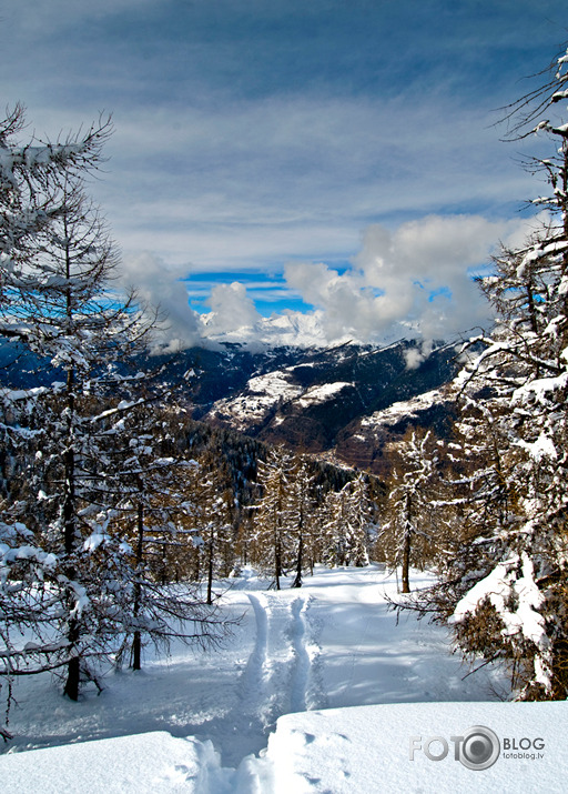 Dolomītu kalnu ainavas