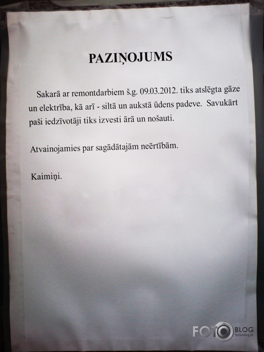 Paziņojums mps kāpņu telpā