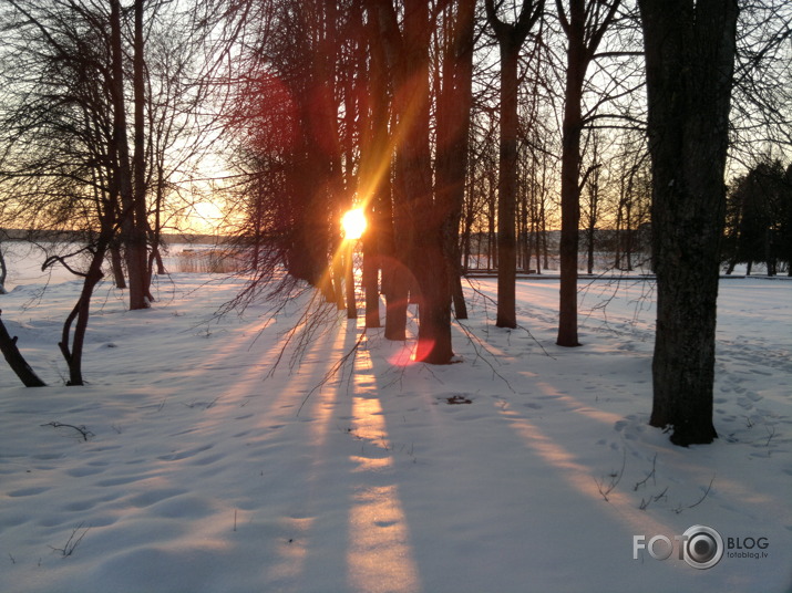 Februāra saules riets uz Daugavas