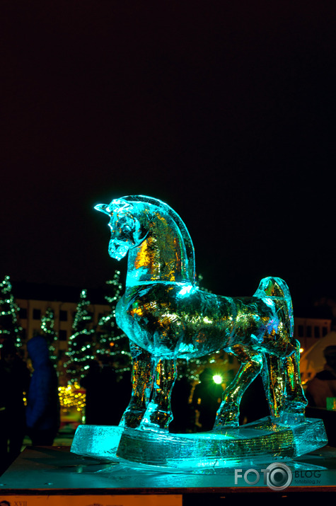 Mākslas priekšmeti ledū.