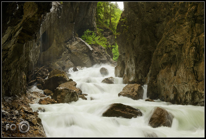 Partnachklamm. Lietainā dienā