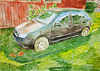 Glezna - Akvarelis - Auto (100x70 cm)