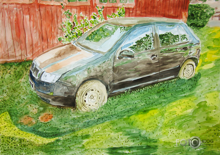 Glezna - Akvarelis - Auto (100x70 cm)